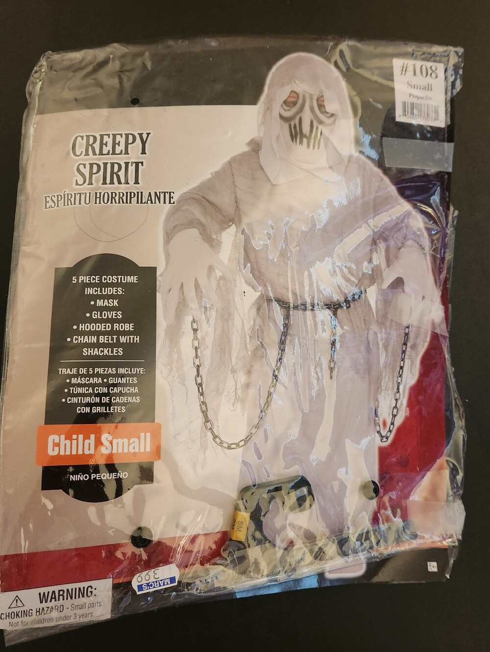 Creepy Spirit Child Small Costume - White Hooded Robe with Chains